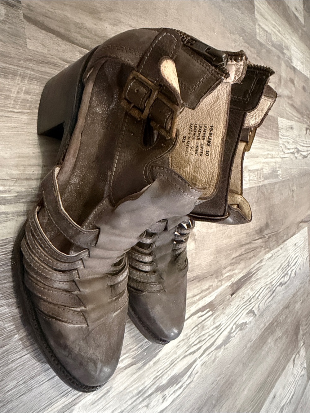 Freebird BLAKE by Steven - Brown Leather Strappy Heeled Boots - Picture 2 of 3